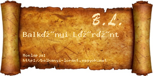 Balkányi Lóránt névjegykártya